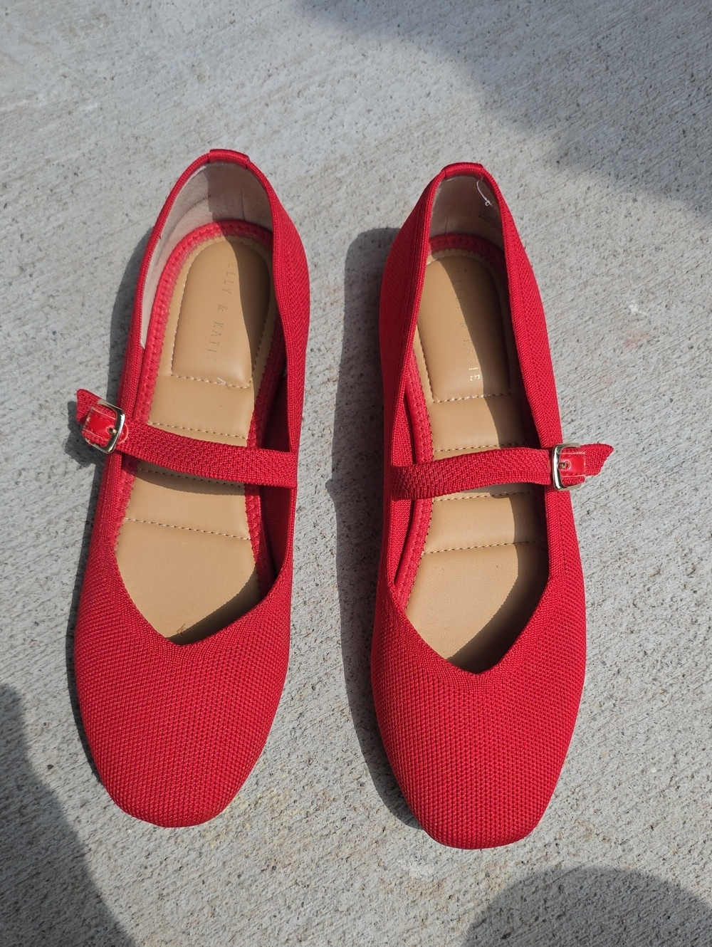 Kelly & Katie Red Mary Jane Flats with Buckle Strap
